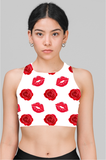 Ziddi Prints Lips & Roses All-Over Print Sports Bra