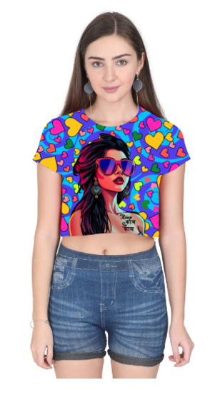 Ziddi Prints β All Over Print Crop Top: Keep Kaam Se Kaam