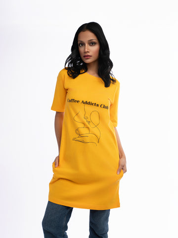 Ziddi Prints Coffee Lovers Night T-Shirt Dress