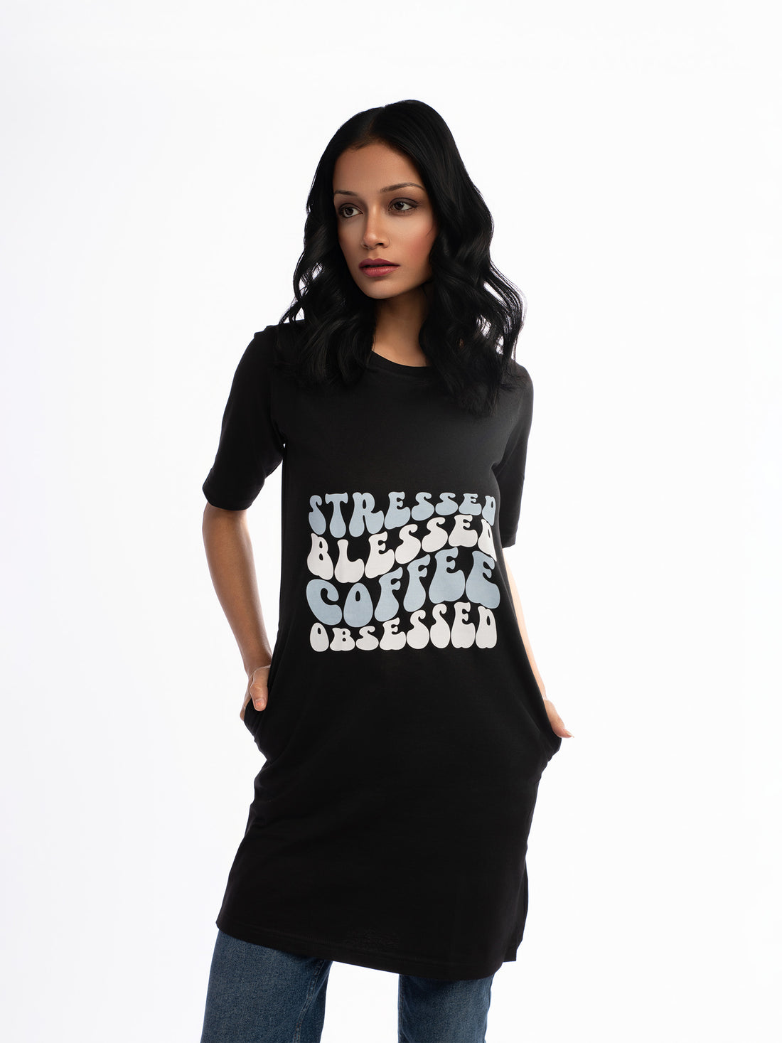 Ziddi Prints Coffee Lovers Night T-Shirt Dress
