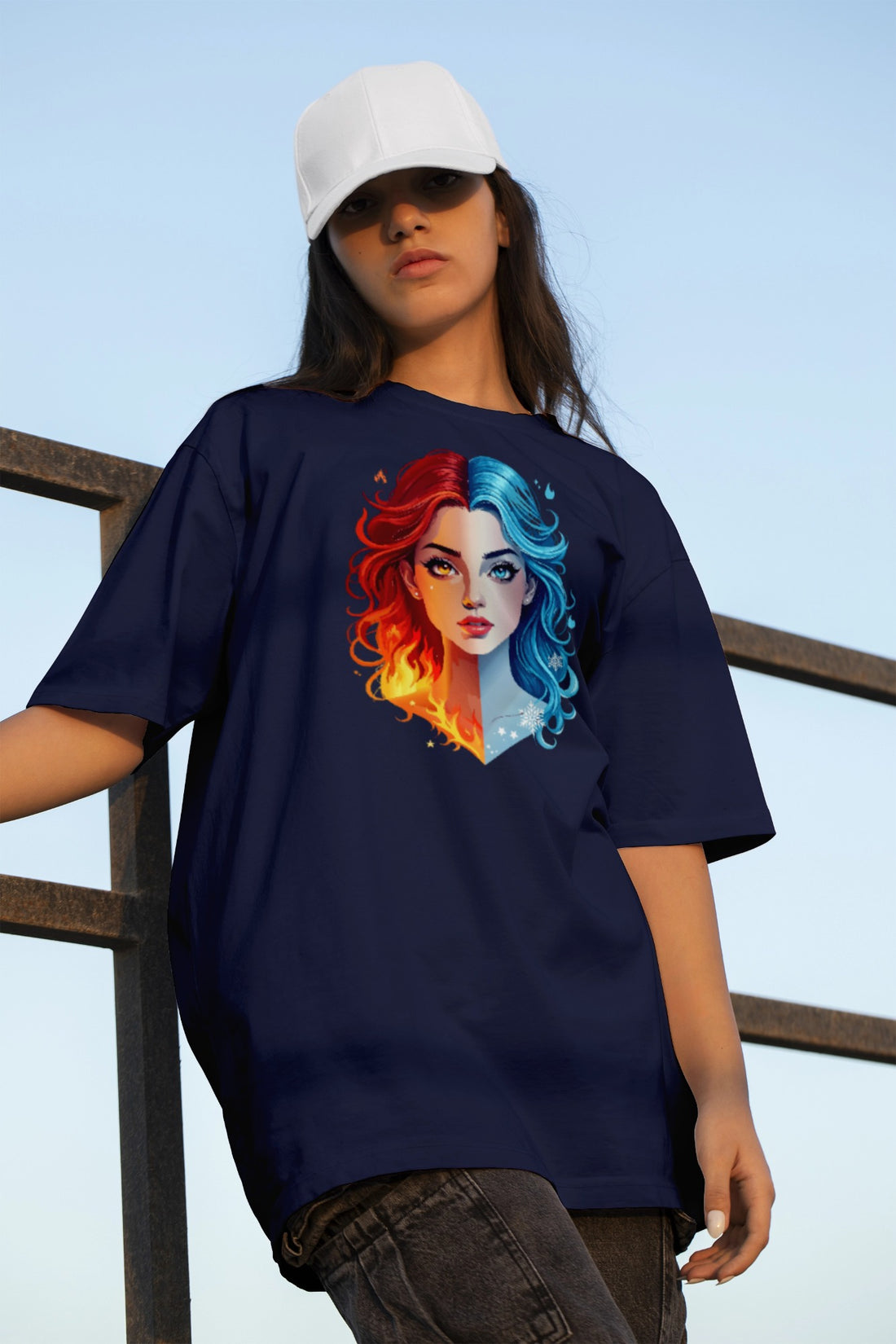 Ziddi Prints Cool Woman on Fire Oversized T-Shirt β Passion Meets Style