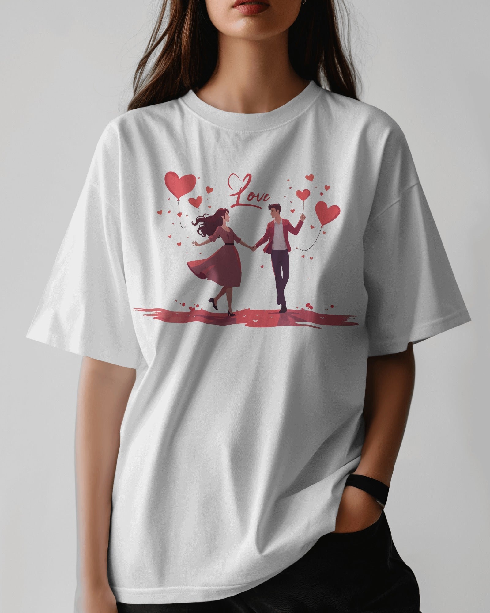Ziddi Prints-Love Couple Oversized T-Shirt1