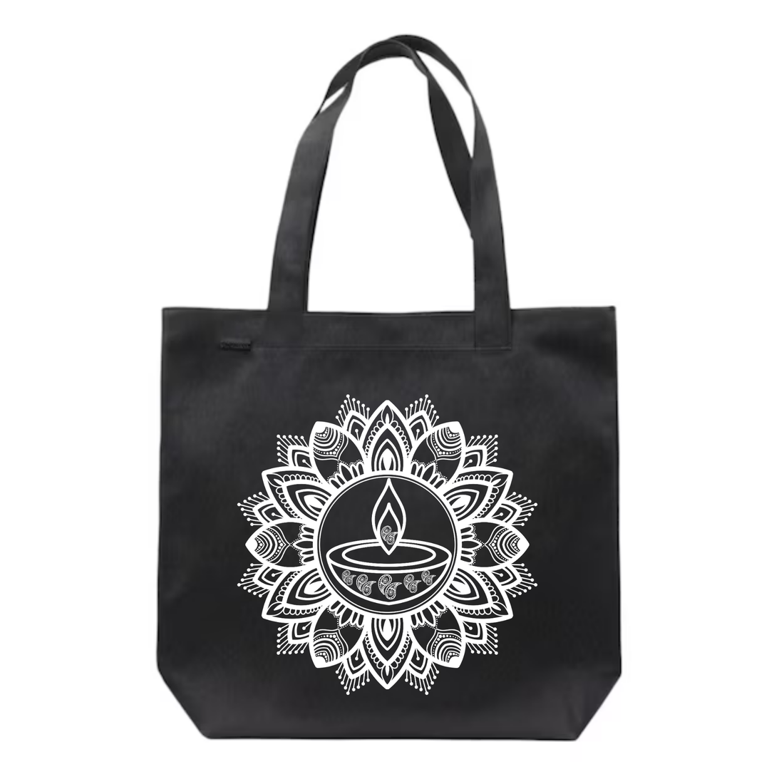 ZIDDI PRINTS - Festive Season Special Mandala art| Everyday Large Tote Bag for Women Stylish Printed Shoulder Bag for College, Office, Travel & Shopping | Cotton Fabric | ZPFS-005_BK