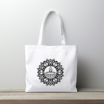 ZIDDI PRINTS Everyday Large Tote Bag for Women | Festive Season Special Mandala art | Stylish Printed Shoulder Bag for College, Office, Travel & Shopping | Cotton Fabric | 15kg Load Capacity