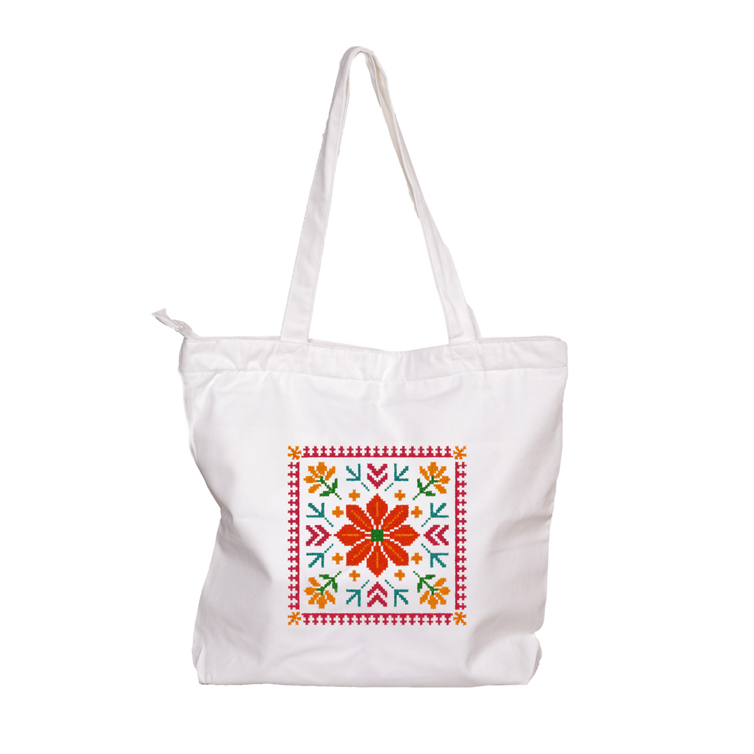 ZIDDI PRINTS  Tote Bag for Women | Festive Season Special Phulkari bags for diwali  | Stylish Printed Shoulder Bag for College, Office, Travel & Shopping |  Cotton Fabric | 15kg Load Capacity