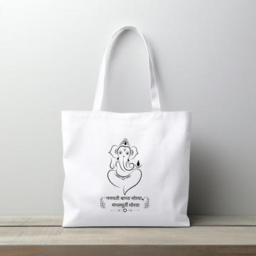 ZIDDI PRINTS - Diwali Ganesh ji |Tote Bag for Women | hand bags for women stylish |Solid colour,Shoulder Bag for College, Office, Travel & Shopping | Eco-Friendly Cotton Fabric | Zipper closure