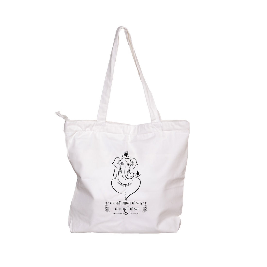 ZIDDI PRINTS - Diwali Ganesh ji |Tote Bag for Women | hand bags for women stylish |Solid colour,Shoulder Bag for College, Office, Travel & Shopping | Eco-Friendly Cotton Fabric | Zipper closure