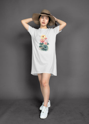 The Ziddi Prints-Lotus Flowers in Pond- Night T-Shirt
